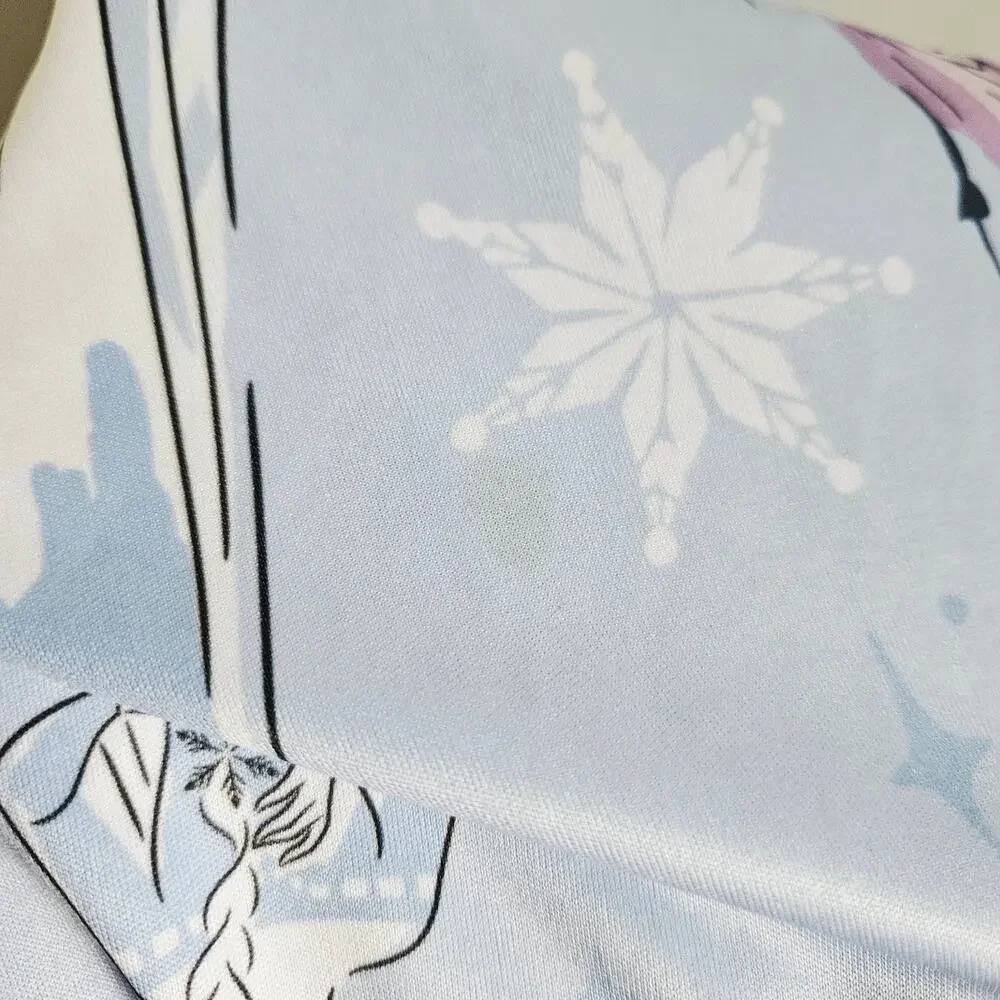 Disney Frozen Nightgown Pajama Dress Pastel Blue Elsa Anna Snowflake Size 8